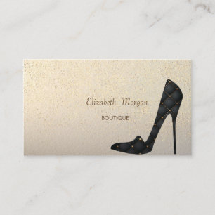 Tarjeta De Visita Confeti Dorado Moderno y Elegante, Tacones Altos