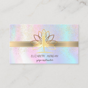 Tarjeta De Visita Confeti Elegante,Loto,Yoga Holográfico