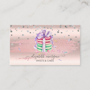 Tarjeta De Visita Confeti Elegante, Pincelada Brillante, Macarons