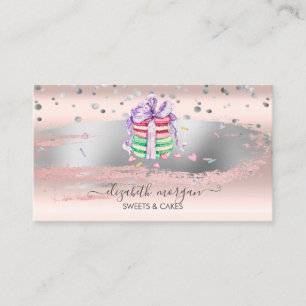 Tarjeta De Visita Confeti Elegante, Pincelada, Macarons