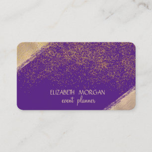 Tarjeta De Visita Confeti Falso Dorado Elegante, Violeta