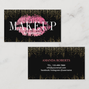 Tarjeta De Visita Confeti moderno del oro del artista de maquillaje