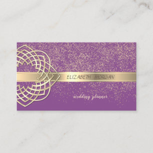 Tarjeta De Visita Confeti Violeta Dorado Moderno Elegante