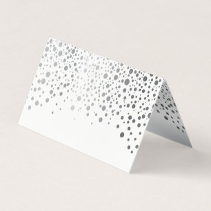 Tarjeta De Visita Confetti blanco y plateado de estilo Colocar tar