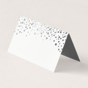 Tarjeta De Visita Confetti blanco y plateado de estilo Colocar tar