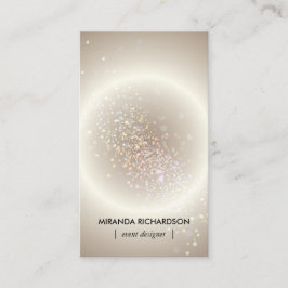 Tarjeta De Visita Confetti celeste Glow Gold Vertical