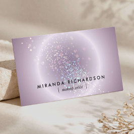Tarjeta De Visita Confetti celeste Glow Purple