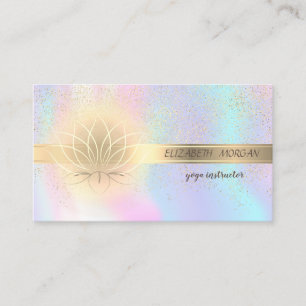 Tarjeta De Visita Confetti de oro elegante, Lotus, holográfico