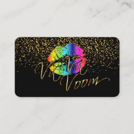Tarjeta De Visita Confetti de oro y labios del arcoiris - Artista de