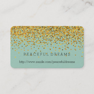Tarjeta De Visita Confetti de oro y menta