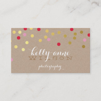 Tarjeta De Visita CONFETTI GLAMOROSO lindo oro negrita kraft rosa ro