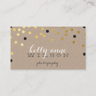 Tarjeta De Visita CONFETTI GLAMOROSO lindo Relieve metalizado de oro