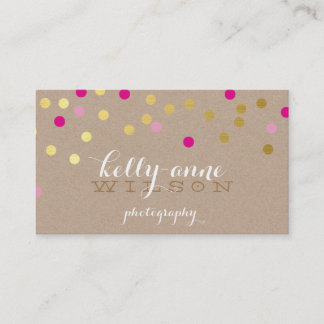 Tarjeta De Visita CONFETTI GLAMOROSO lindo Relieve metalizado de oro