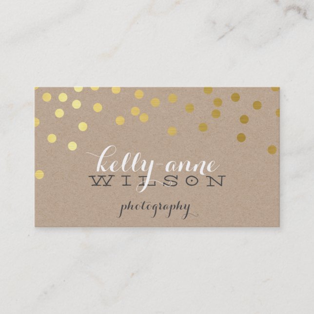 Tarjeta De Visita CONFETTI GLAMOROSO lindo Relieve metalizado de oro (Anverso)