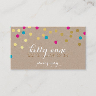 Tarjeta De Visita CONFETTI GLAMOROSO lindo Relieve metalizado de oro