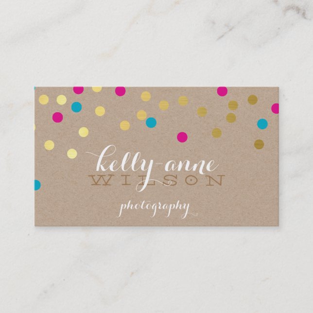 Tarjeta De Visita CONFETTI GLAMOROSO lindo Relieve metalizado de oro (Anverso)