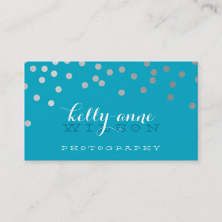 Tarjeta De Visita CONFETTI GLAMOROSO lindo Relieve metalizado plata 