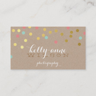 Tarjeta De Visita CONFETTI GLAMOROUS lindo Relieve metalizado de oro