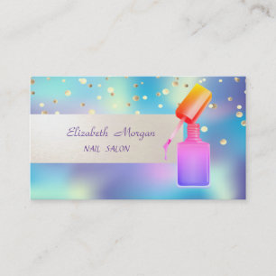 Tarjeta De Visita Confetti holográfico moderno,Nail Polaco,