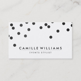 Tarjeta De Visita CONFETTI moderno lindo patrón de puntos polka blan
