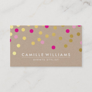 Tarjeta De Visita CONFETTI moderno lindo patrón oro rosado caliente