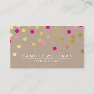 Tarjeta De Visita CONFETTI moderno lindo patrón oro rosado caliente 