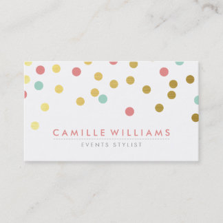 Tarjeta De Visita CONFETTI moderno lindo patrón spot oro menta coral