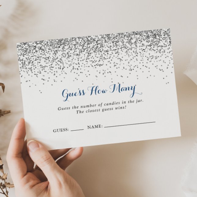 Tarjeta De Visita Confetti plateado adivina cuántas cartas de juego (Subido por el creador)