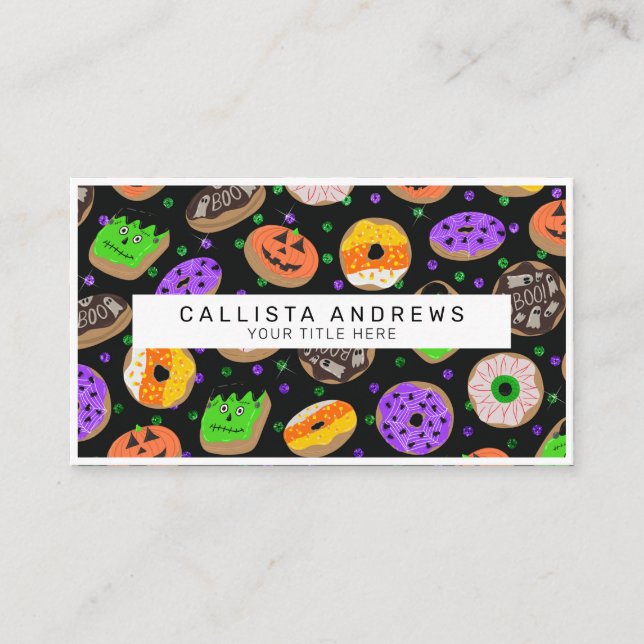 Tarjeta De Visita Confetti, Purpurina de Guay, cute donuts Halloween (Anverso)