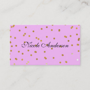 Tarjeta De Visita Confetti rosado y dorado con glamour glam moderno