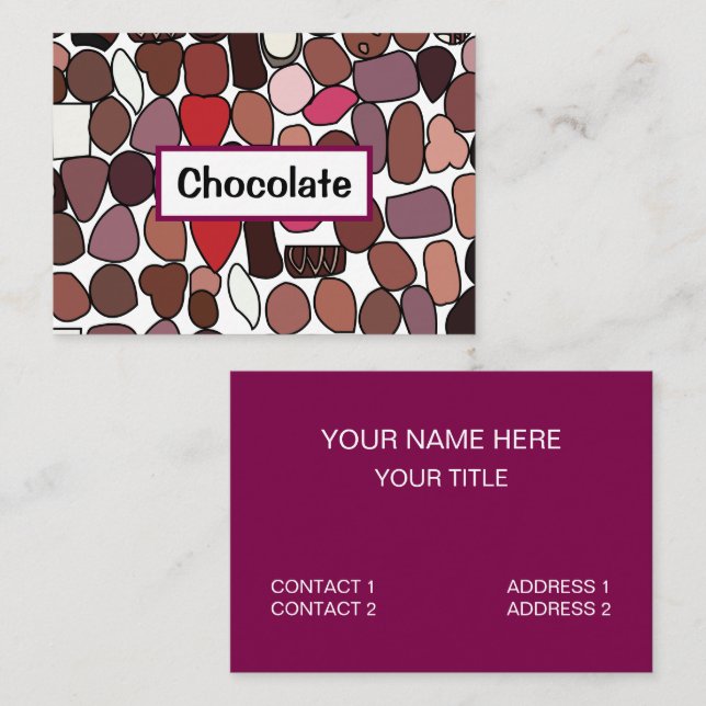 Tarjeta De Visita Confitería de dulces de chocolate  (Anverso / Reverso)