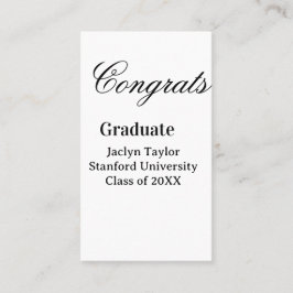 Tarjeta De Visita Congrats graduation name university name class of