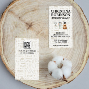 Tarjeta De Visita Conjunto de herramientas de Barber   Código Qr