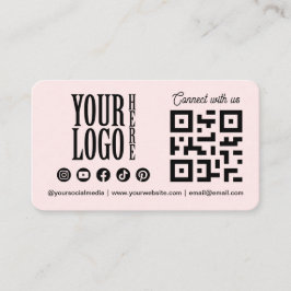 Tarjeta De Visita Connect with us Social Media QR Code Pink Business