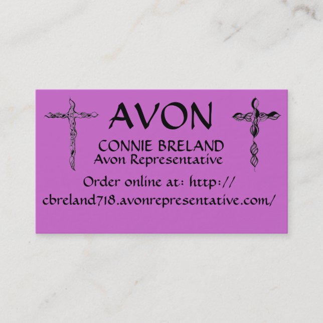 TARJETA DE VISITA CONNIE BRELAND SU REPRESENTANTE DE AVON (Anverso)
