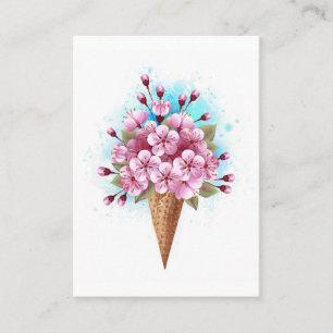 Tarjeta De Visita Cono de waffle de helado de Sakura rosa