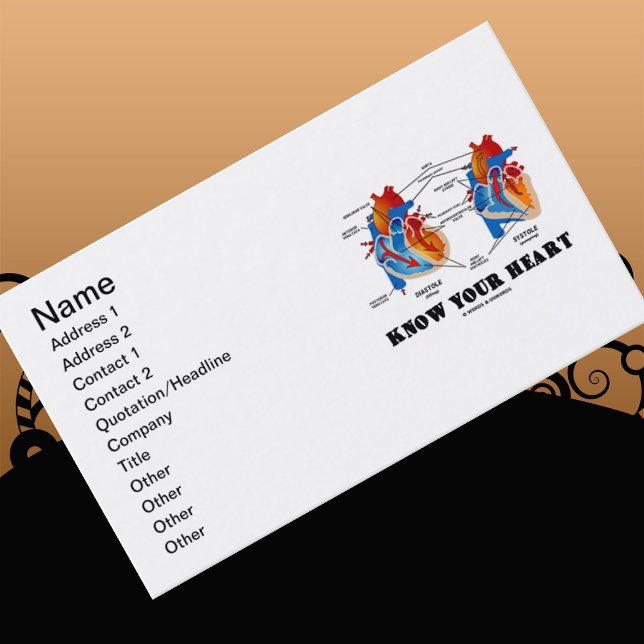 Tarjeta De Visita Conoce tu corazón (anatomía cardíaca) (Let others know that everyone should "Know Your Heart" the next time you introduce yourself)