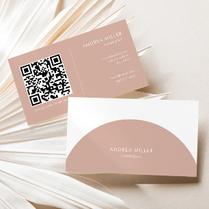 Tarjeta De Visita Consejero Código Qr de Rubor Minimalista y Arco Bl