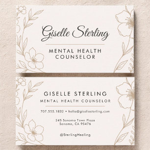 Tarjeta De Visita Consejero de Salud Mental Floral Botánico