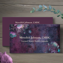 Tarjeta De Visita Consejero de Salud Mental Purple Peonies | Natural