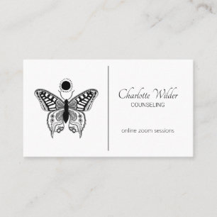 Tarjeta De Visita Consejero Mariposa Negro Y Blanco
