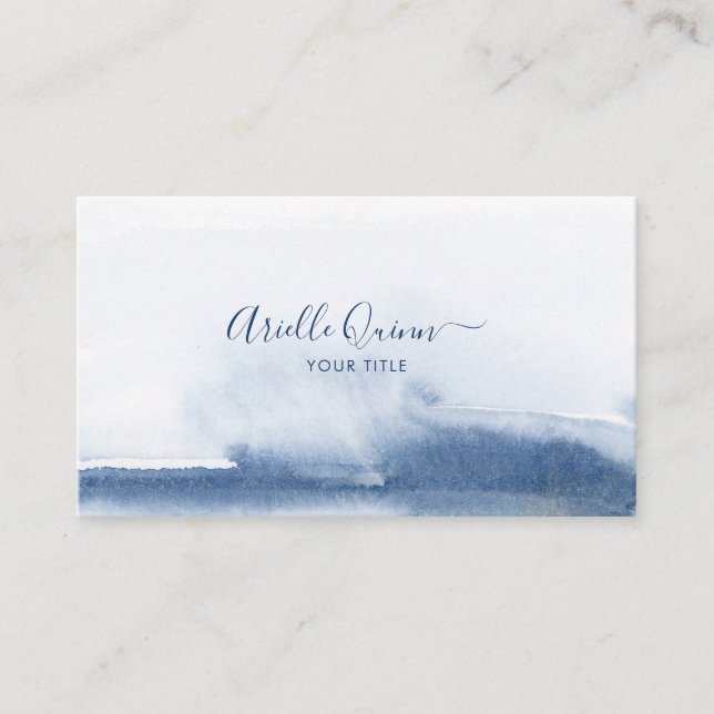 Tarjeta De Visita Consejero Terapéutico Abstracto Azul Acuarela (Anverso)