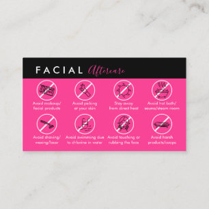 Tarjeta De Visita Consejos de cuidado posterior para facial rosa neó