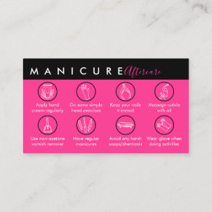 Tarjeta De Visita consejos de cuidados posteriores a manicura Neon P