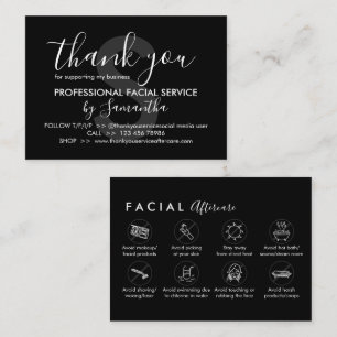 Tarjeta De Visita Consejos de cuidados posteriores para faciales neg