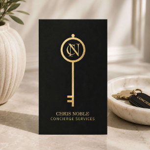 Tarjeta De Visita Conserje de Lujo Negro Oro