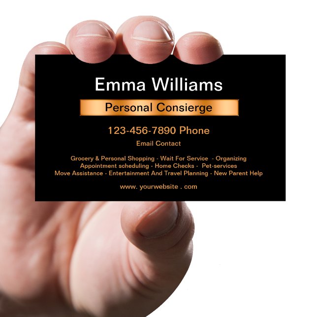 Tarjeta De Visita Conserje personal elegante (Subido por el creador)