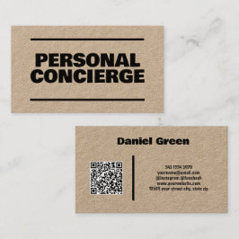 Tarjeta De Visita Conserje personal QR Kraft