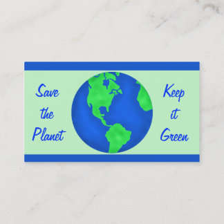 Tarjeta De Visita Conservar el medio ambiente verde salvar el planet