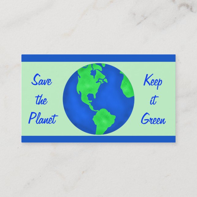 Tarjeta De Visita Conservar el medio ambiente verde salvar el planet (Reverso)